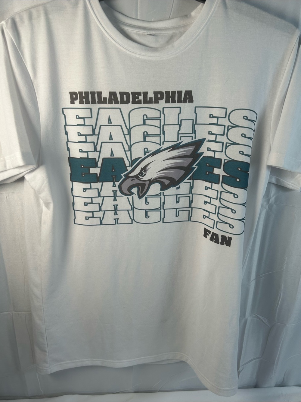 Cricut White Philadelphia Eagles Graphic Tee with Teal and Gray Logo - Picture 8 of 10